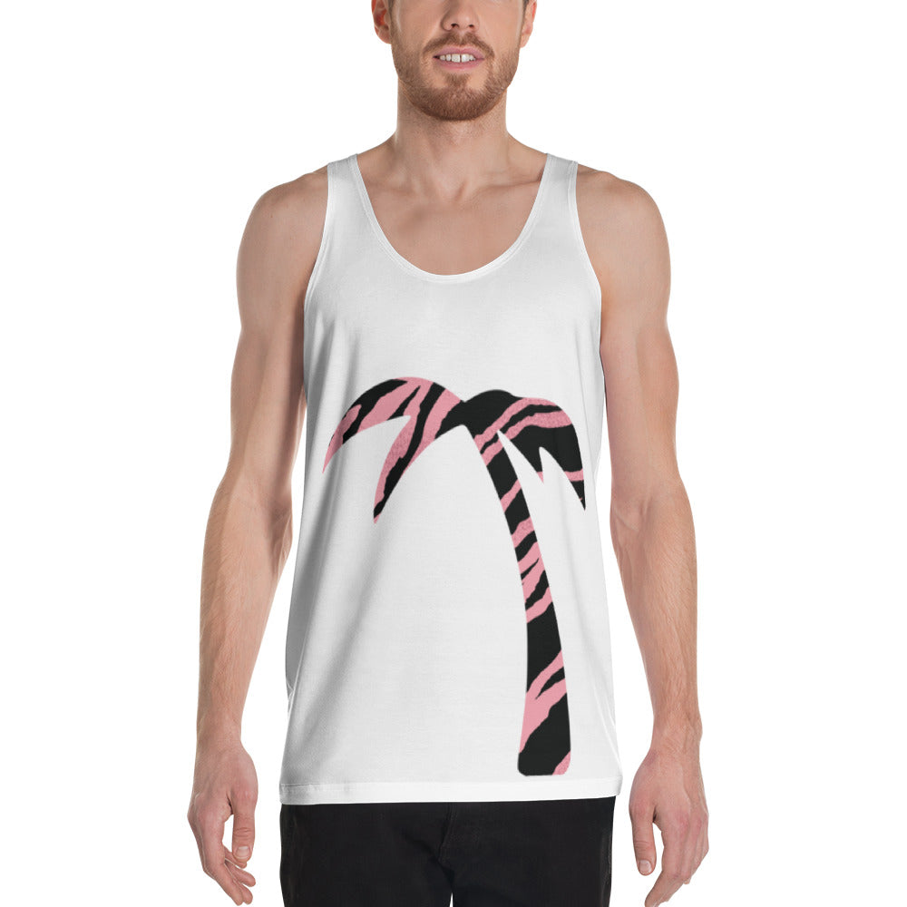 Tayrona Pink Palm Tree Tiger Stripes Tank Top Landon Ford Edition