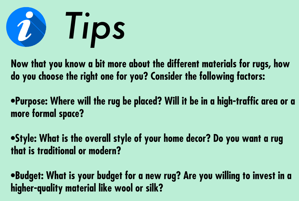 tips to consider when choosing  rug material