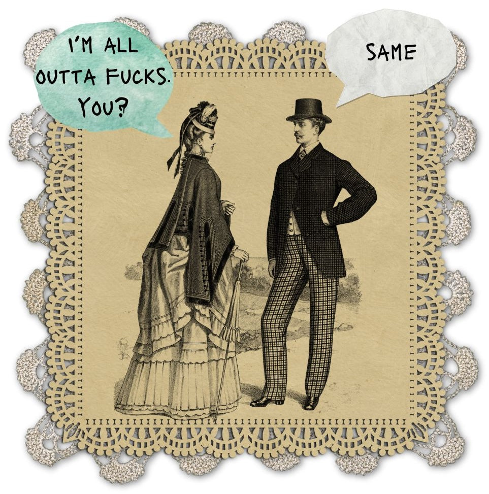 Victorian lady and gentleman saying 