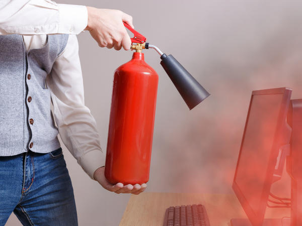 how to clean up after using a dry powder fire extinguisher