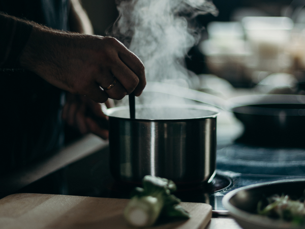 turn the pot handles toward the back when you cook