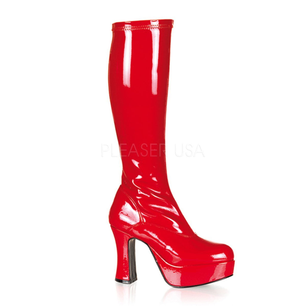 red shiny boots
