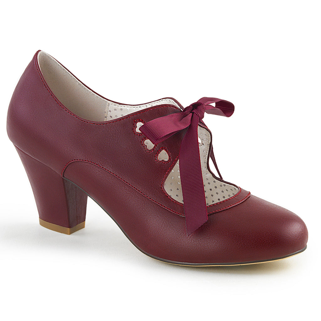 burgundy tie up heels