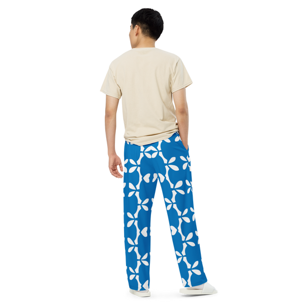 JNGSA Casual Men's Wide Leg Pants Printed Lace-Up Lesuire Pants Drawstring  Sweatpants Work Pants Joggers for Men Blue Clearance