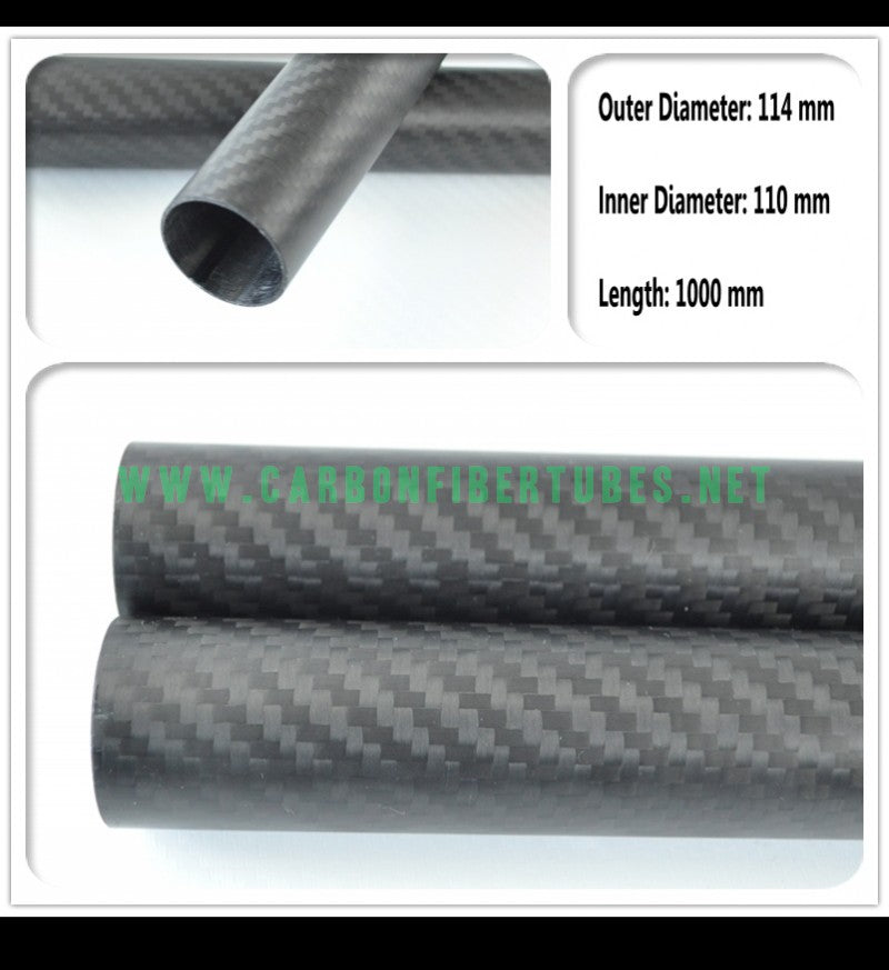 Od 114mm X Id 110mm X 1000mm 100 Roll Wrapped Carbon Fiber Tube 3k Tubing 114110 3k Twill 