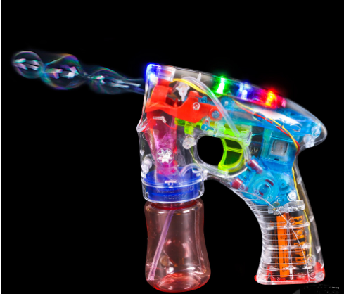 7 LED Light Transparent Bubble Gun Flashing Lights Blaster Even Flow Kid  Gift!