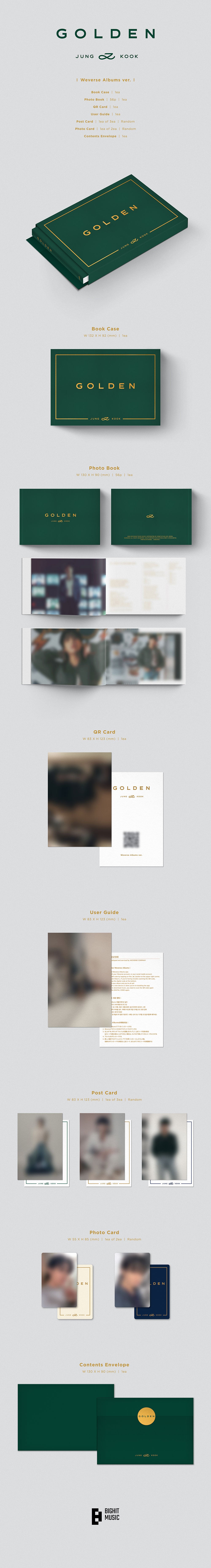 (BTS)　–　Ver.)　JUNGKOOK　Albums　(Weverse　[Golden]　ALBUM　K-POP　EVE　PINK