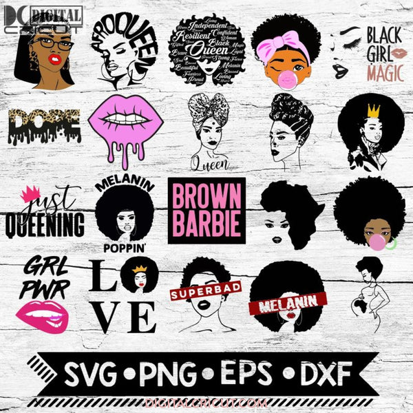 Download Afro Svg Bundle Black History Month Svg Afro Woman Svg Black Queen Digitalcricut