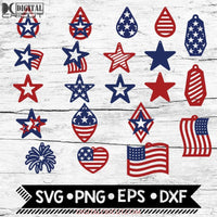 American Flag, Earrings SVG, dxf, eps, png format layered cutting files ...