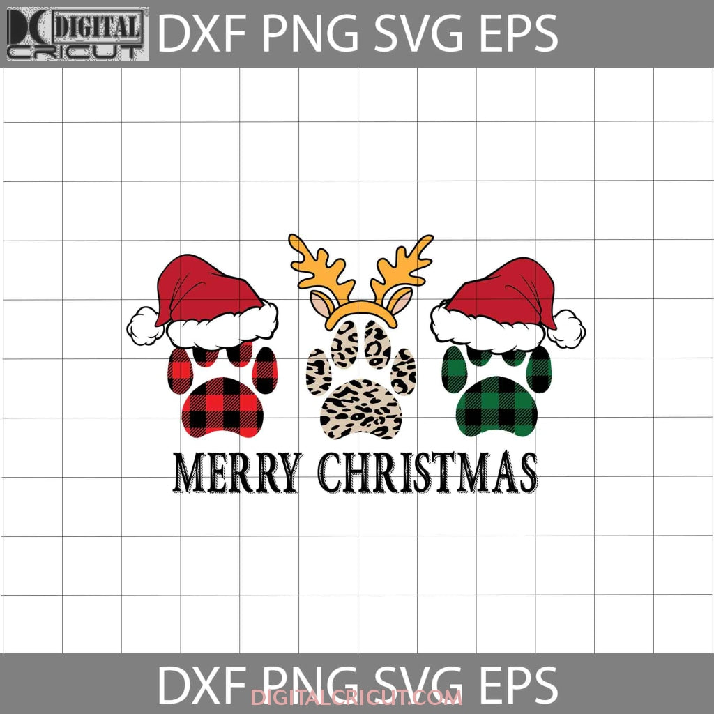 Merry Christmas Svg, Dog Paw Svg, Christmas Svg, Gift Svg, Cricut File ...