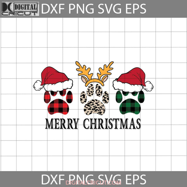 Merry Christmas Svg, Dog Paw Svg, Christmas Svg, Gift Svg, Cricut File 