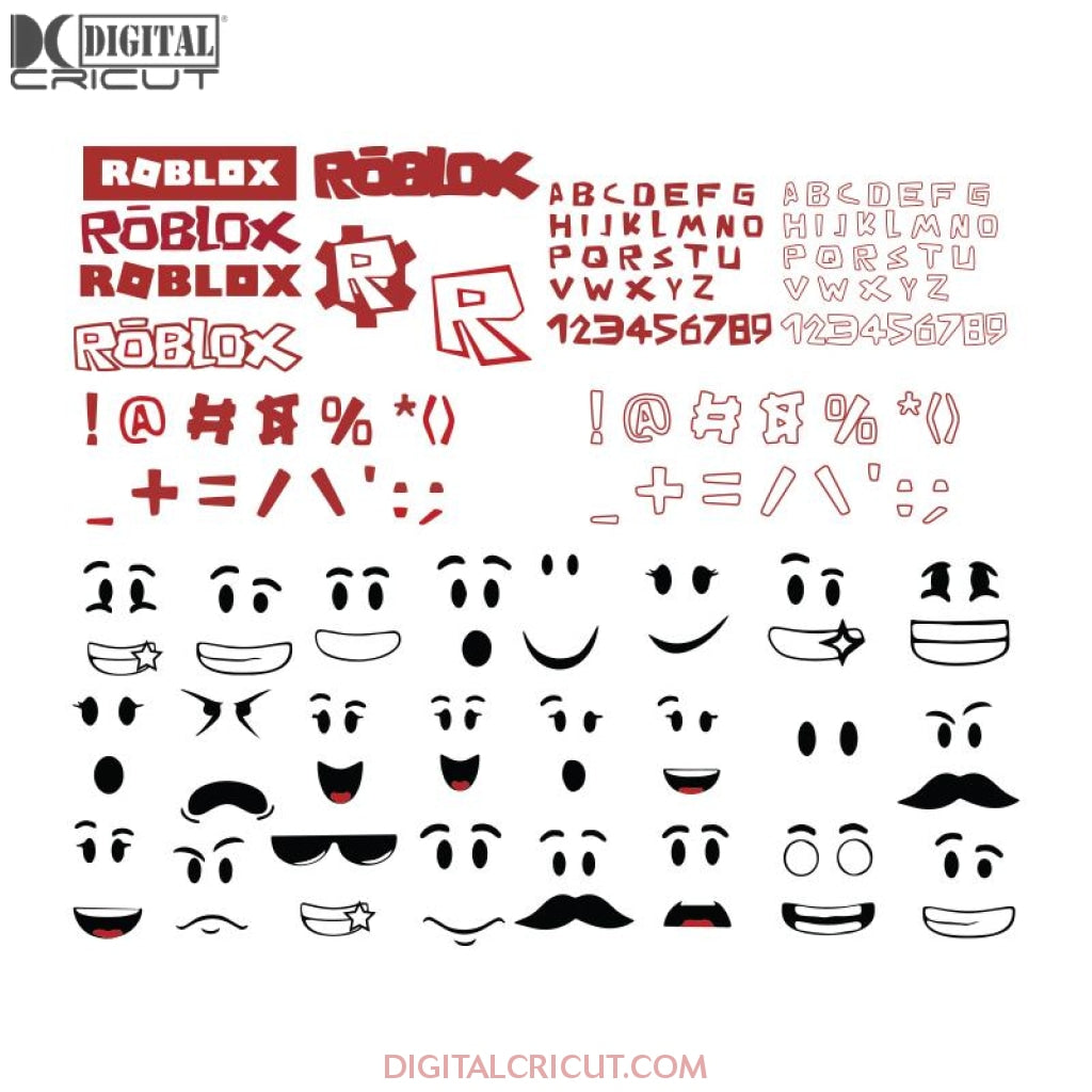 Roblox Alphabet Svg Cricut File Gamer Svg Roblox Svg Roblox Face S Digitalcricut - roblox zip file