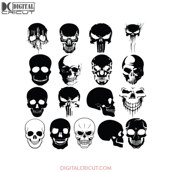Skull Svg, Skull Clipart, Skull Cut Files For Silhouette, Skull Files ...