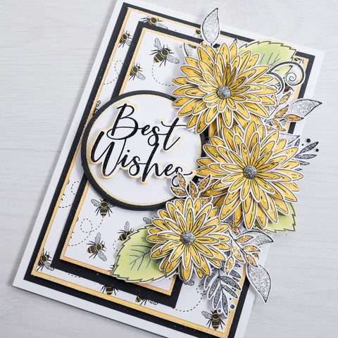 Learn how to make this beautiful bee and yellow daisy best wishes card from Chloes Creative Cards.