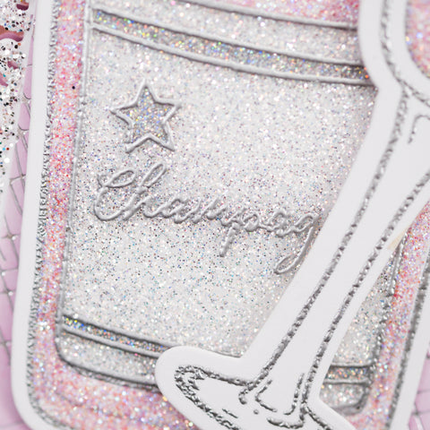 Learn how to make this pink glitter celebration card featuring our crystal embellished champagne bottle stamp and champagne glasses to celebrate a huge milestone or special occasion.