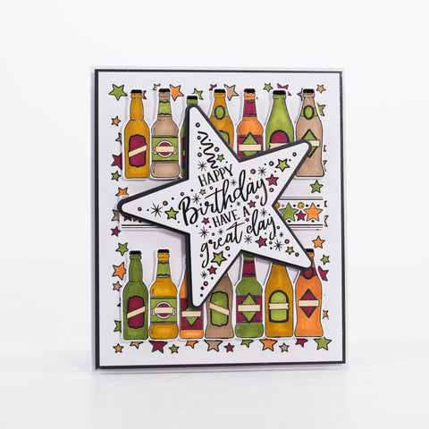 Learn how to make a quick and simple beer inspired birthday card using celebration and beer bottle stamps from Chloes Creative Cards.
