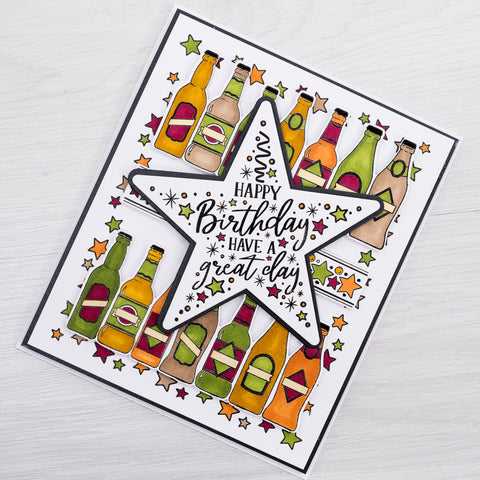 Learn how to make a quick and simple beer inspired birthday card using celebration and beer bottle stamps from Chloes Creative Cards.