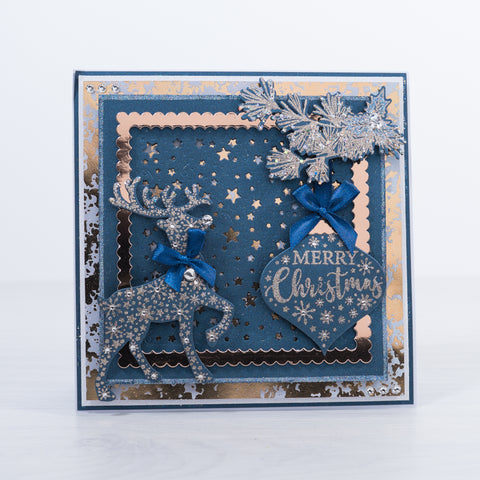 Create your very own handmade Christmas cards using this teal and gold Starry Reindeer card making tutorial from Chloes Creative Cards