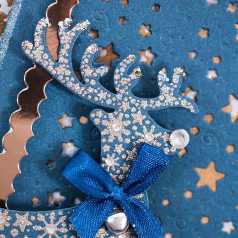 Create your very own handmade Christmas cards using this teal and gold Starry Reindeer card making tutorial from Chloes Creative Cards
