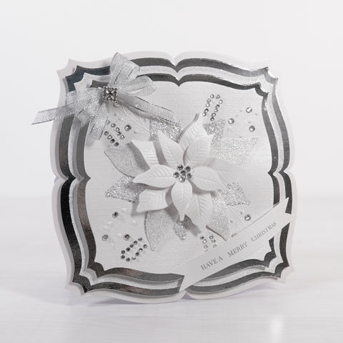 Learn how to make this sparkling white and silver poinsettia 3D flower card this Christmas using our stamps and dies from Chloes Creative Cards