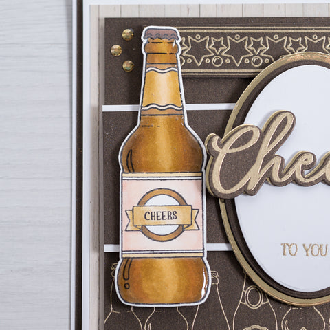 Learn how to create this classic birthday celebration greetings card using the Birthday Beer Stamp and Die Set from Chloes Creative Card to make this gold themed project.