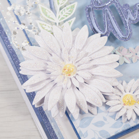 Blue Daisy Shaker Style Card.  Chloes Creative Cards. (Card making tutorial).