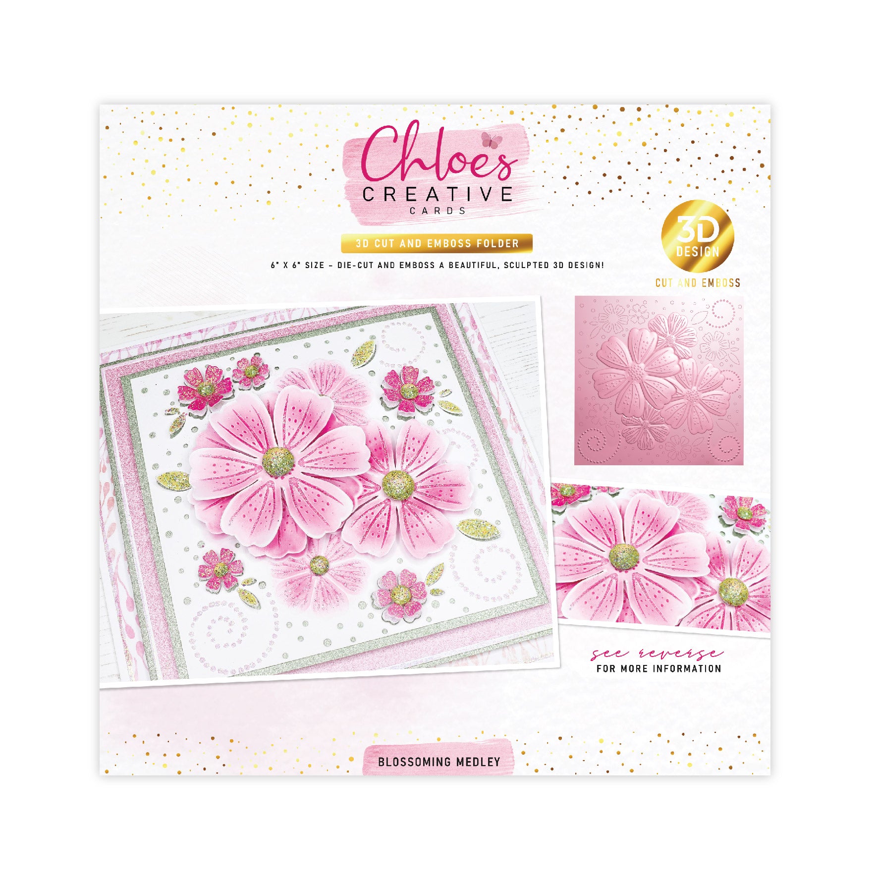 Chloes Creative Cards 6x6 Blossoming Medley 3d Cut And Emboss Folder 