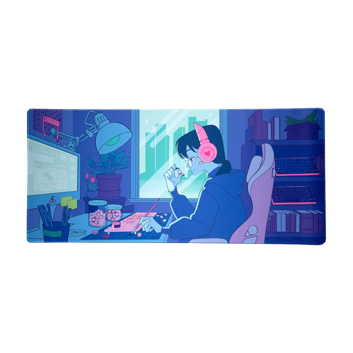 Lofi Switch Tuner Girl AM/PM Deskmat