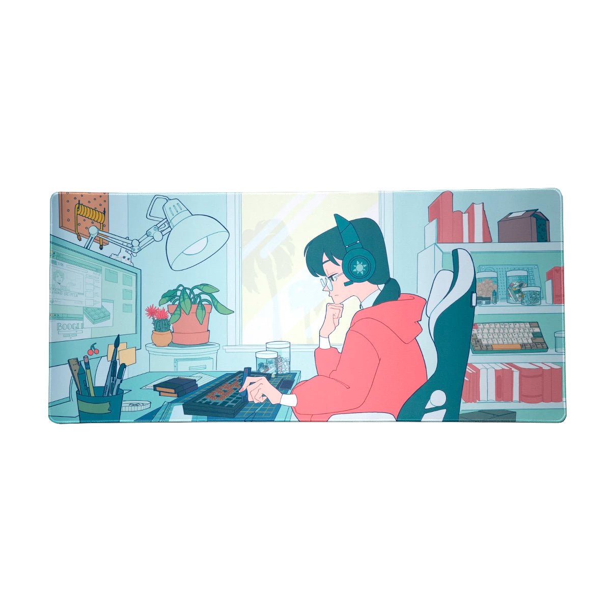 Lofi Switch Tuner Girl AM/PM Deskmat