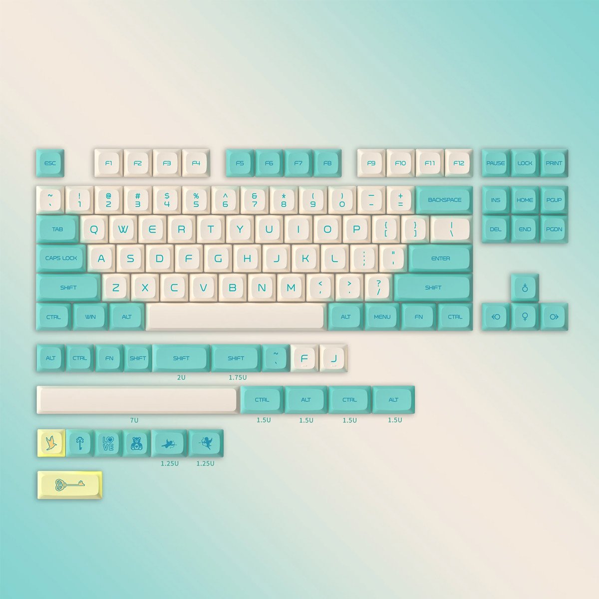 pg pbt bluebird keycaps set