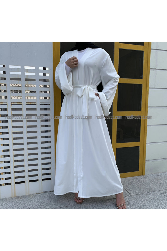 white open abaya