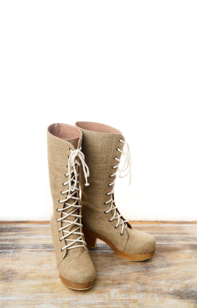 ethically made boots made of jutes