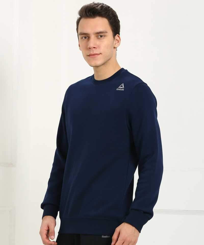 reebok full sleeve solid men's sweatshirt