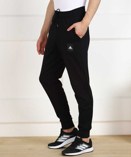 adidas solid men's black track pants