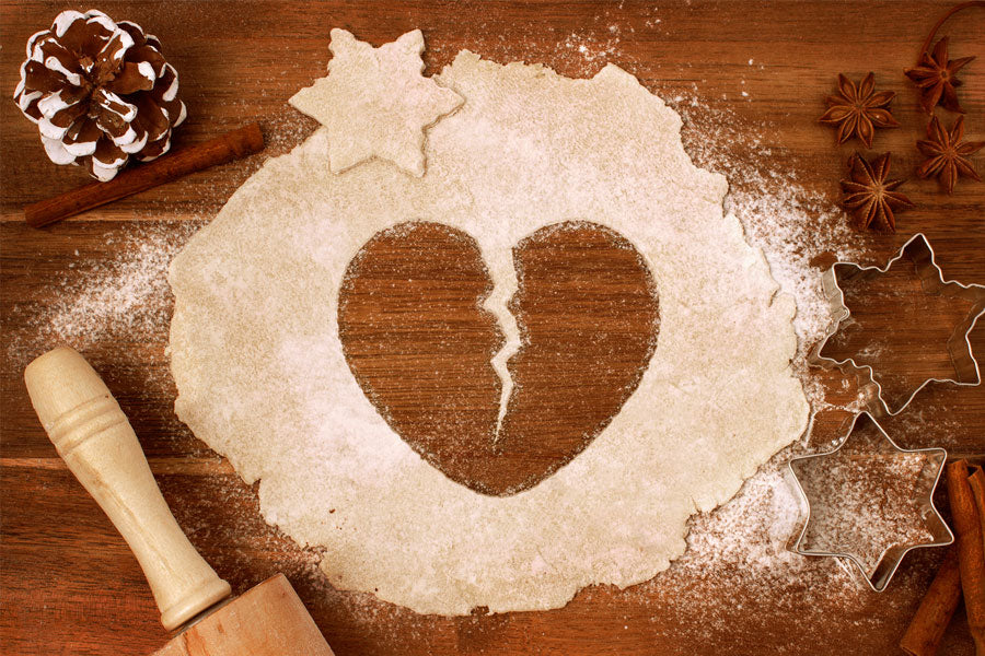 broken heart made with cookie dough