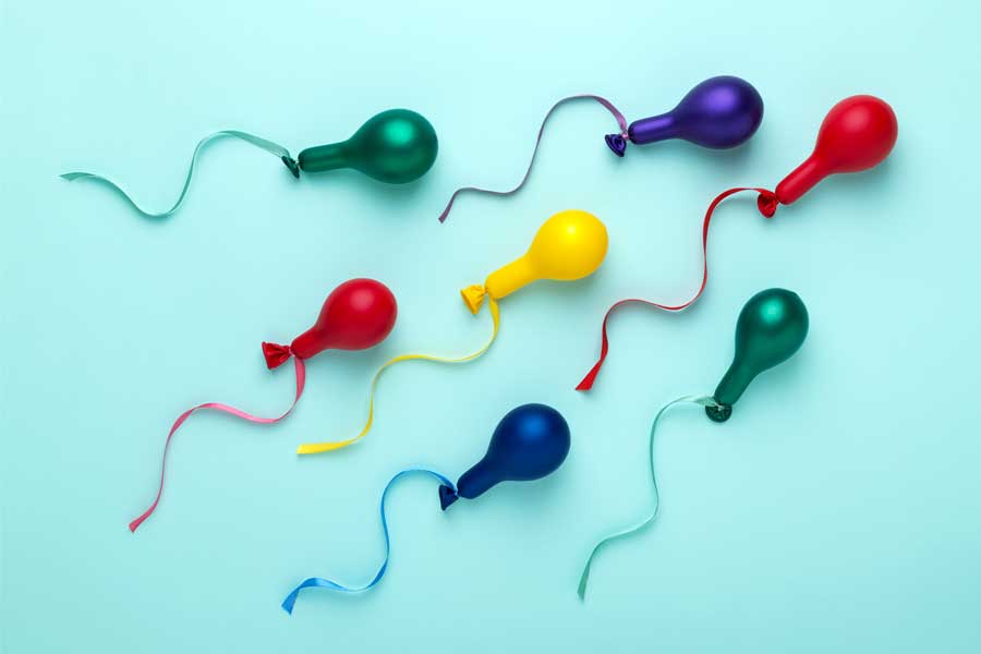 Balloons in the shape of sperm