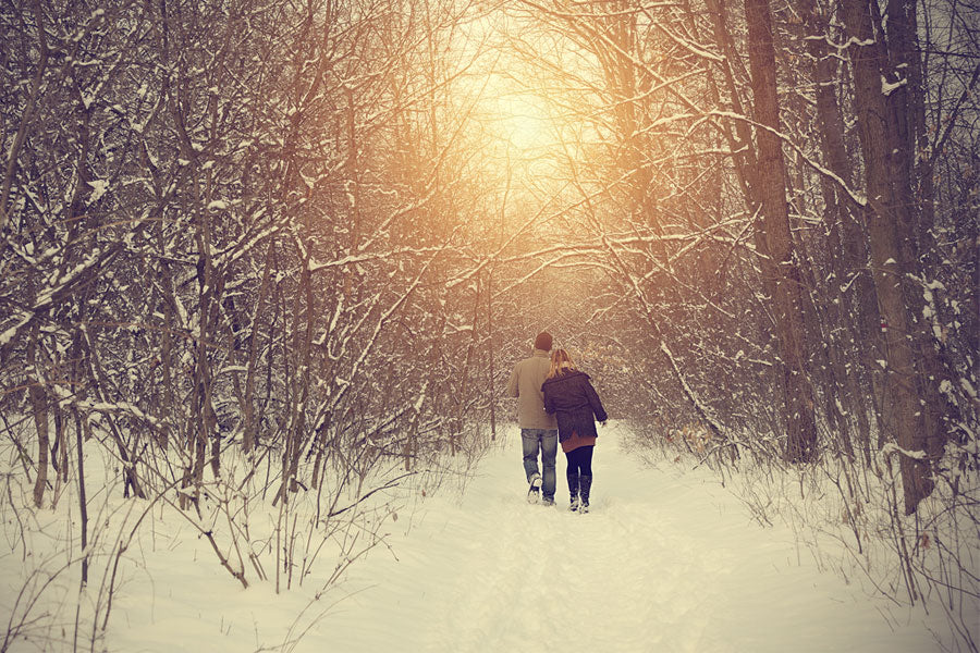 man and woman walking away in snow, erotic story, fictional murder mystery