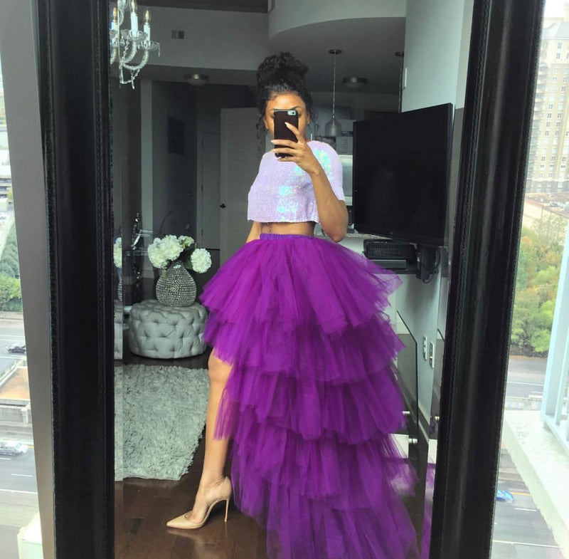 purple tulle maxi skirt