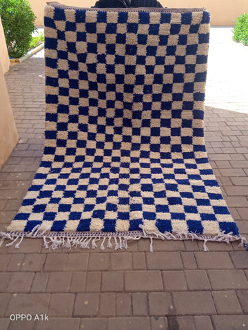 Blue Checkered Moroccan Rug