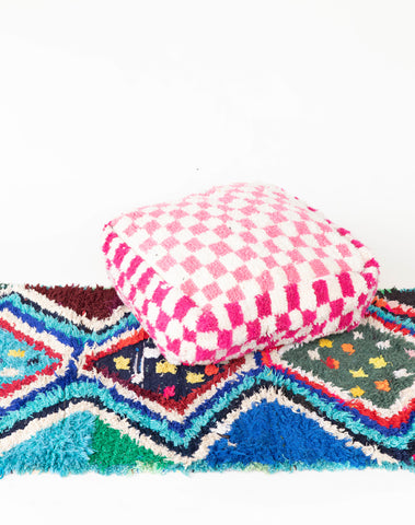 Handmade Checkered Moroccan Pouf