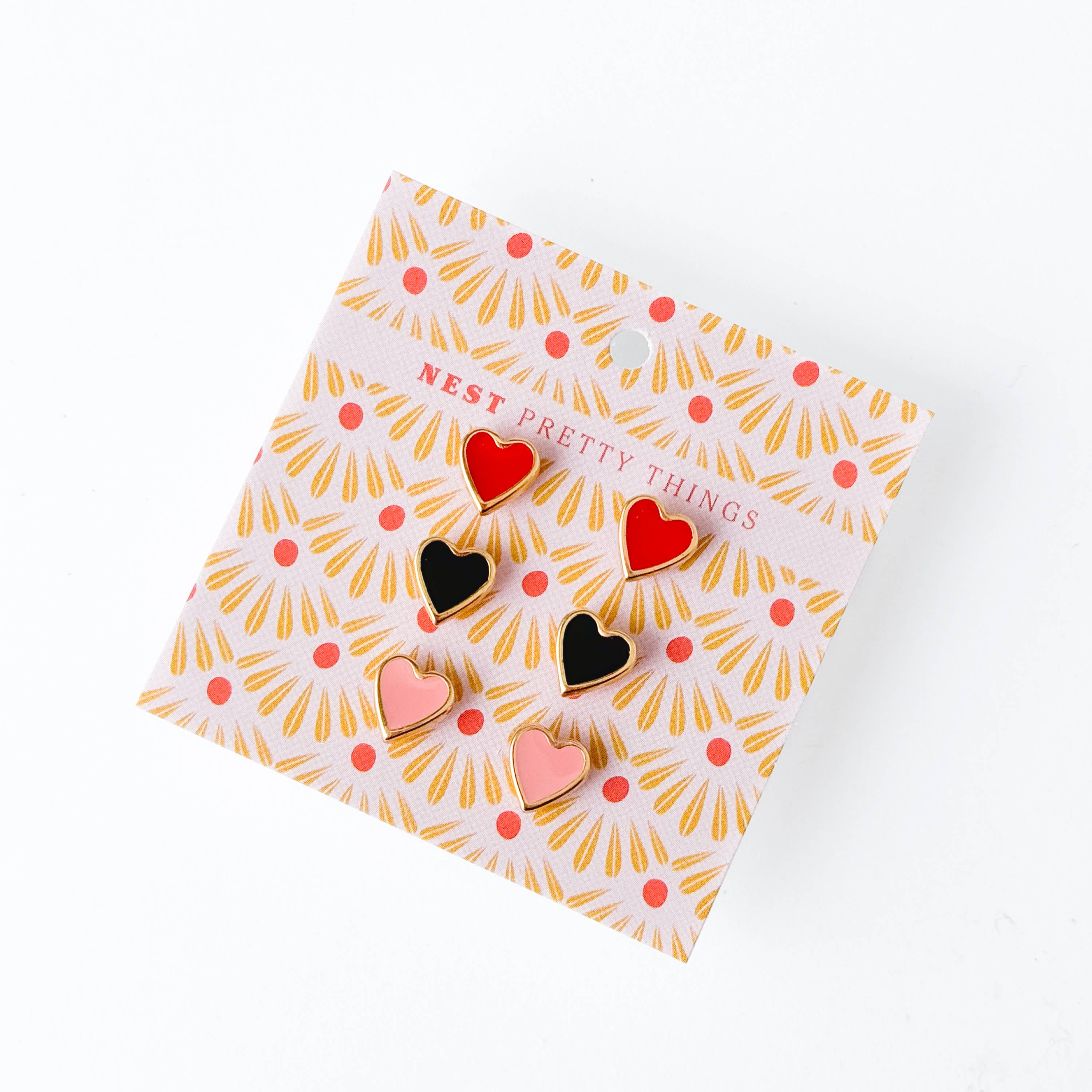 Tiny Heart Studs | Set of Three