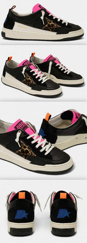 Black Yeah! Sneakers with Leopard-Print Star