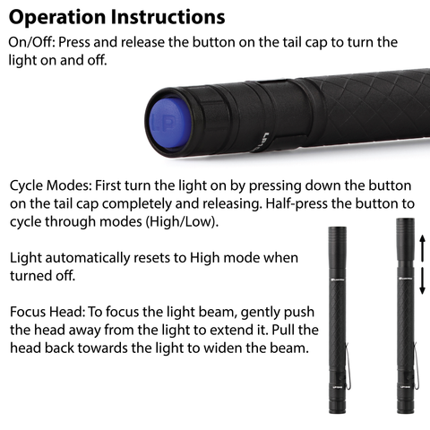 LUXPRO LP1042 Penlight Operation Instructions