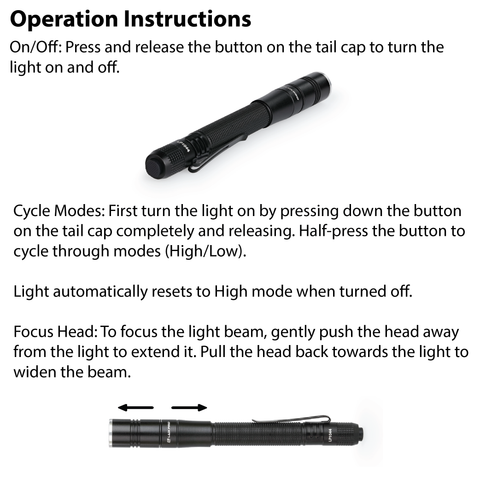 LUXPRO LP1044 Flashlight Operation Instructions