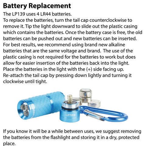 LUXPRO LP139 Flashlight Battery Replacement Instructions