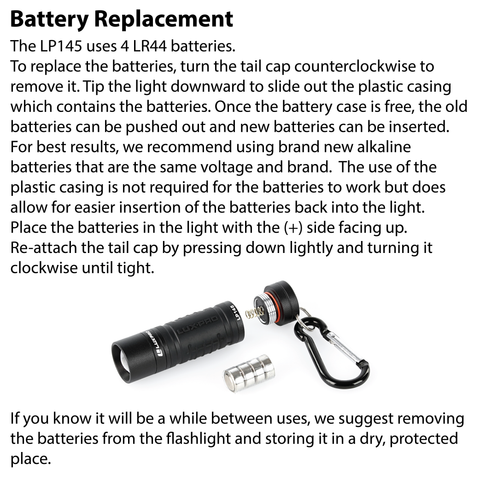 LUXPRO LP145 Keychain Flashlight Batter Replacement Instructions