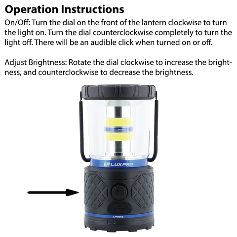 LUXPRO LP1512 Lantern Operation Instructions
