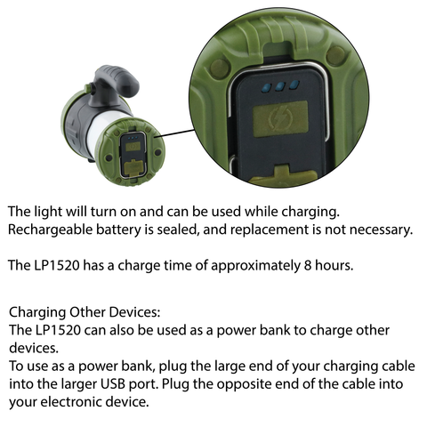 LUXPRO LP1520 Lantern Charging Instructions