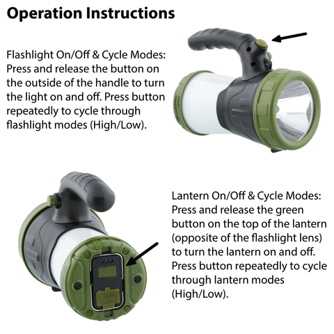 LUXPRO LP1520 Lantern Operation Instructions