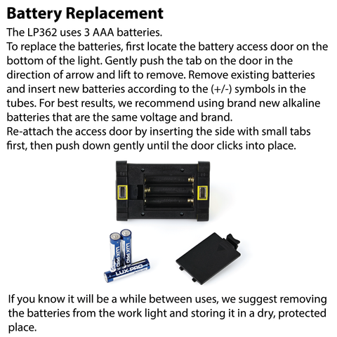 LUXPRO LP362 Work Light Battery Replacement Instructions